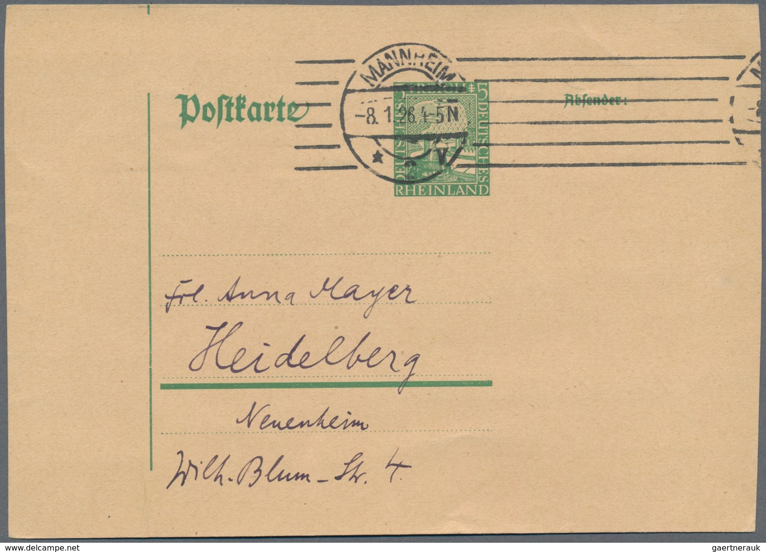 Deutsches Reich - Ganzsachen: 1926, Völlig Verschnittene Bedarfs- Und Portogerecht Verwendete Ganzsa - Sonstige & Ohne Zuordnung