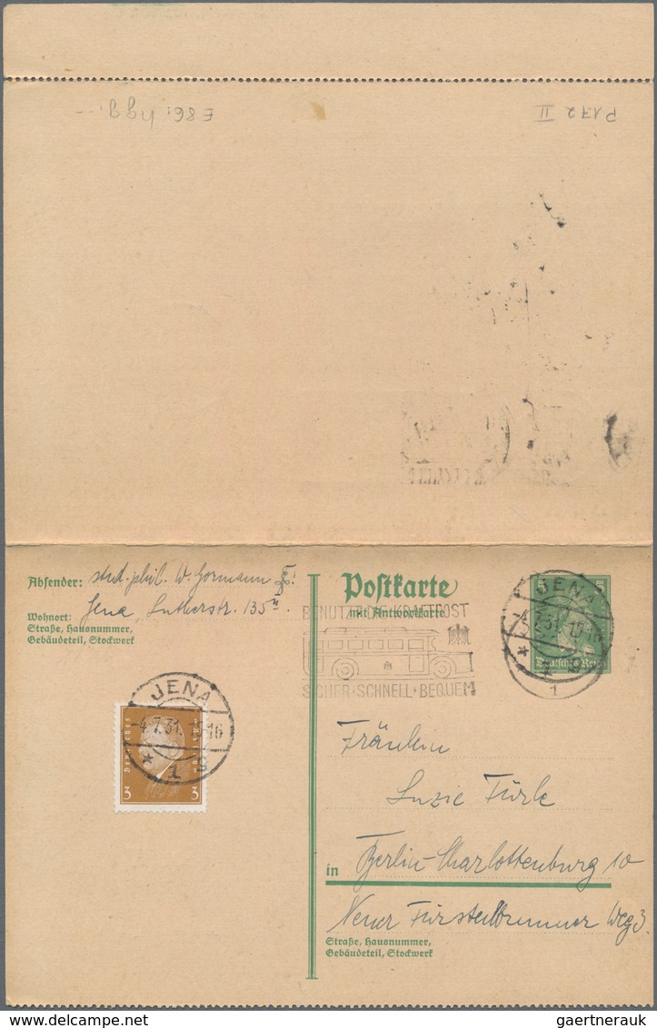 Deutsches Reich - Ganzsachen: 1931, Bedarfs- Und Portogerecht Verwendete Gezähnte Ganzsachenpostkart - Other & Unclassified