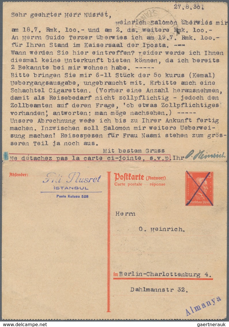 Deutsches Reich - Ganzsachen: 1930. Doppelkarte 15+15 Pf Kant (Deutsche), Gezähnt, Beide Teile Zusam - Other & Unclassified