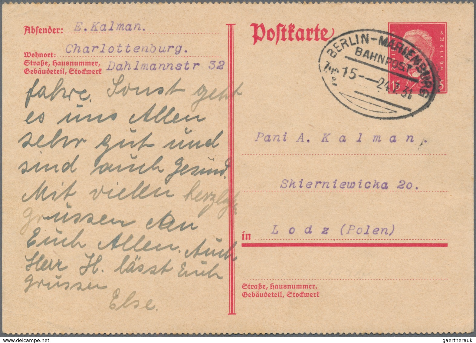 Deutsches Reich - Ganzsachen: 1931. Postkarte 15 Pf Karmin Reichspräsidenten, Karte Oben Und Unten G - Other & Unclassified