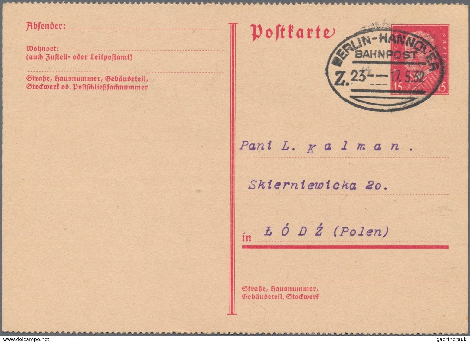 Deutsches Reich - Ganzsachen: 1932. Postkarte 15 Pf Karmin Reichspräsidenten, Karte Oben Und Unten G - Sonstige & Ohne Zuordnung