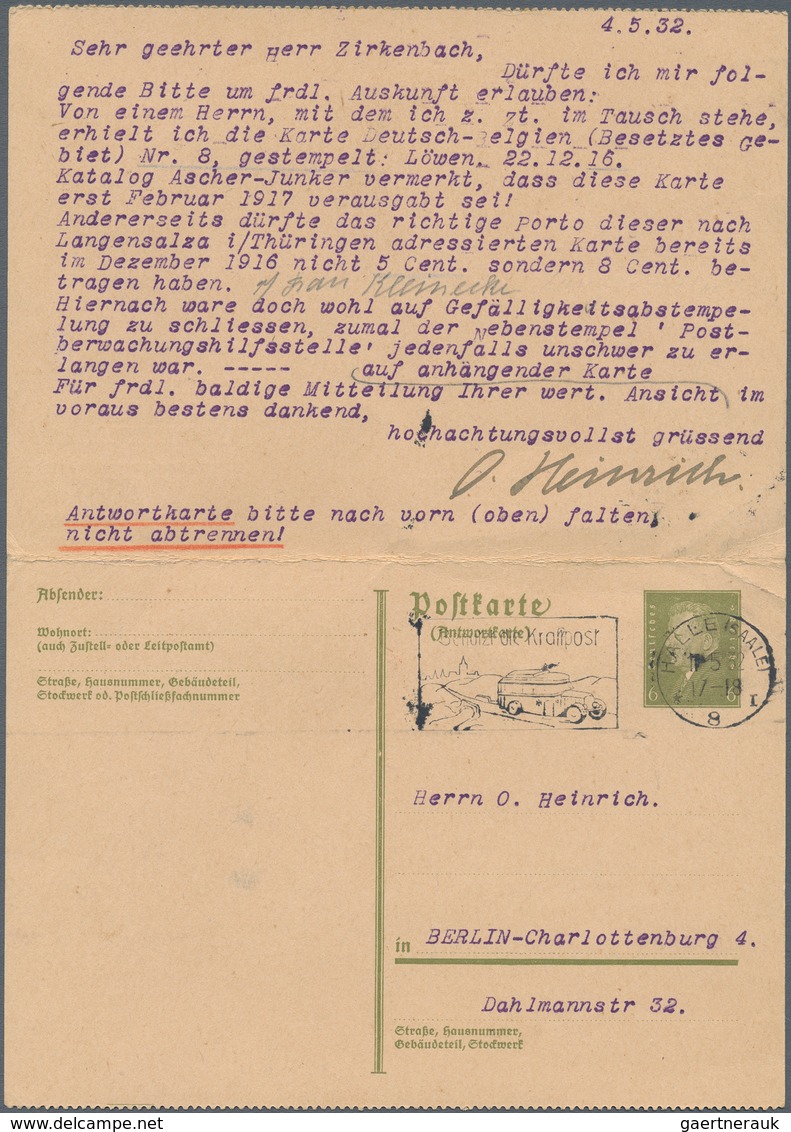 Deutsches Reich - Ganzsachen: 1932. Doppelkarte 6+6 Pf Ebert (Reichspräsidenten), Gezähnt. Beide Tei - Other & Unclassified