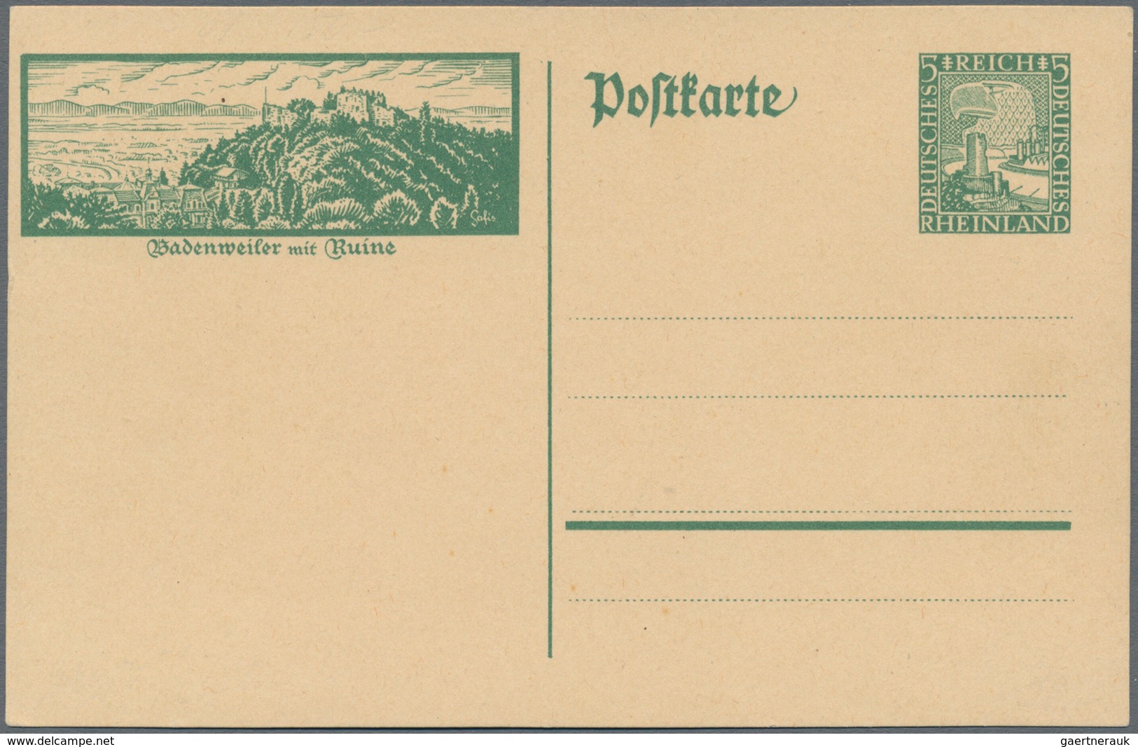 Deutsches Reich - Ganzsachen: 1925, Vier Ungebrauchte Ganzsachenbildpostkarten Wst. Rheinland 5 (Pf) - Other & Unclassified