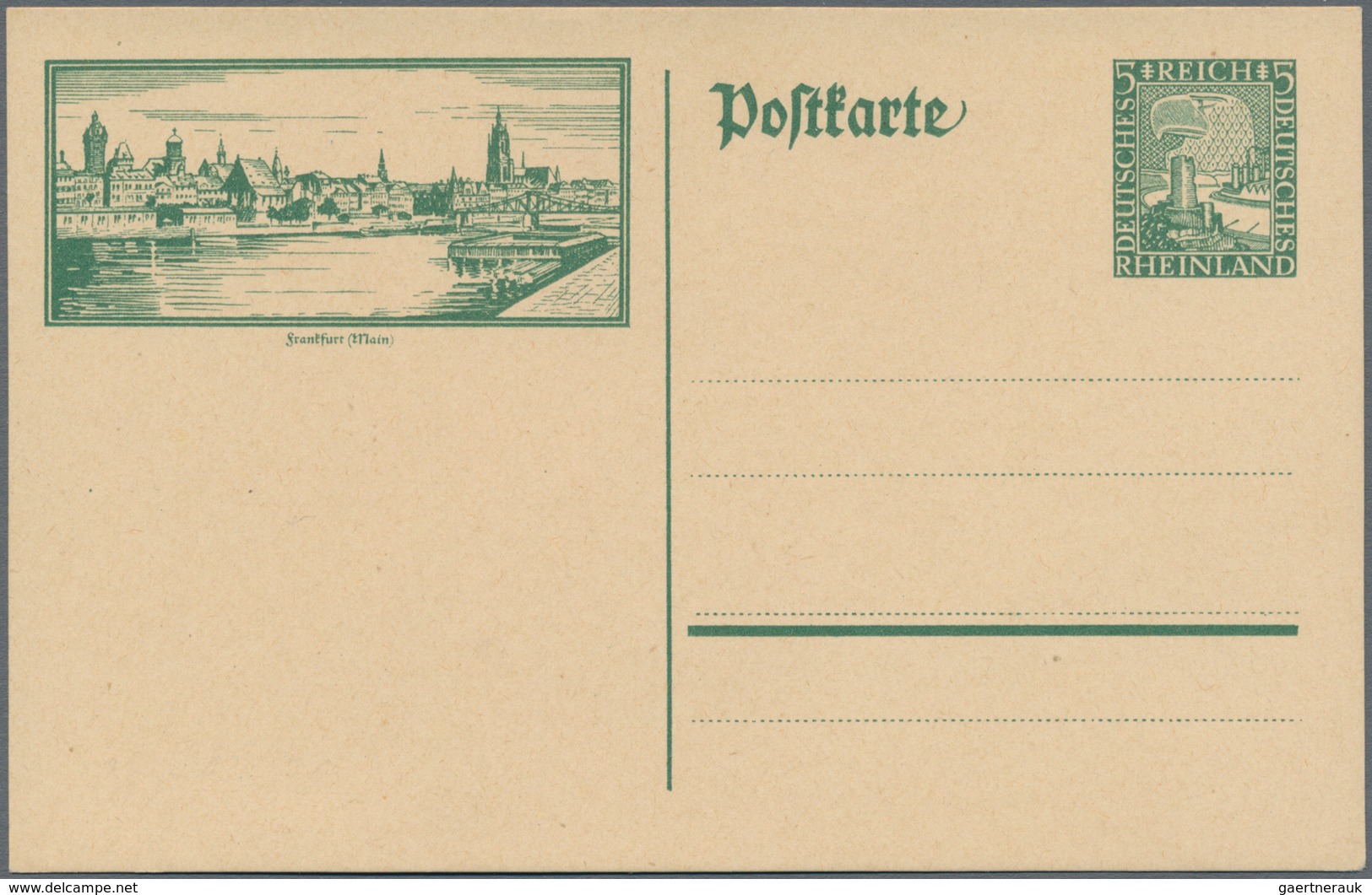 Deutsches Reich - Ganzsachen: 1925, vier ungebrauchte Ganzsachenbildpostkarten Wst. Rheinland 5 (Pf)