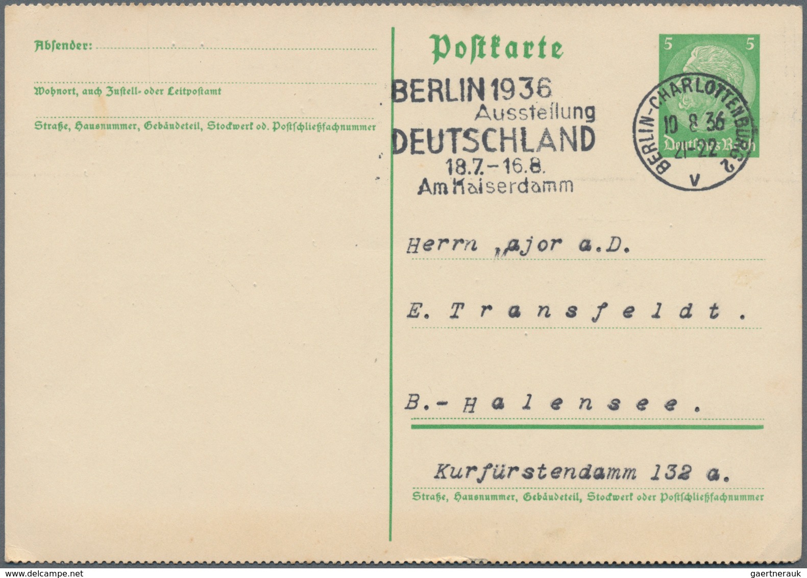 Deutsches Reich - Ganzsachen: 1936. Postkarte 5 Pf Hellgrün Hindenburg, Unten Und Oben Gezähnt. Beda - Other & Unclassified