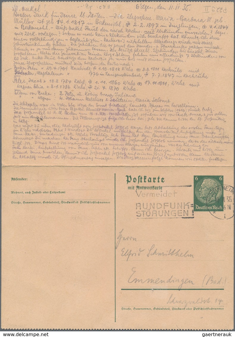 Deutsches Reich - Ganzsachen: 1935, Bedarfs- Und Portogerecht Doppelt Verwendete Ganzsachenpostkarte - Other & Unclassified