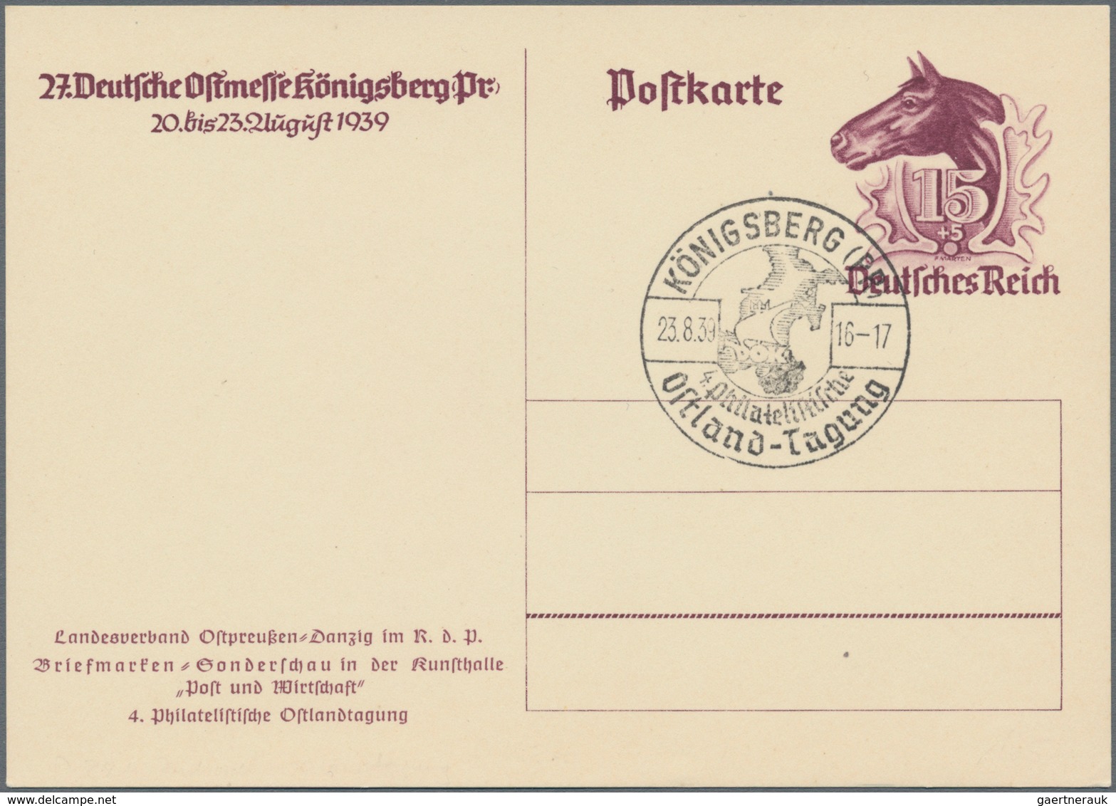 Deutsches Reich - Ganzsachen: 1939, Zwei Ganzsachenbildpostkarten Wst. Tierköpfe 6+4 (Pf) Grün Und 1 - Other & Unclassified