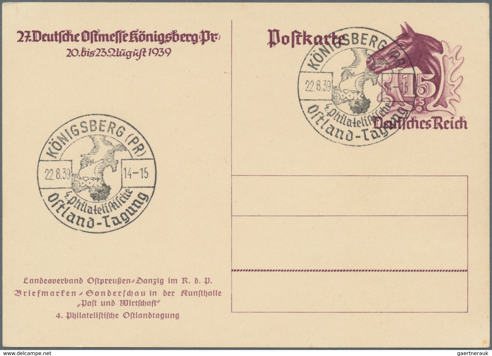 Deutsches Reich - Ganzsachen: 1939, Zwei Ganzsachenbildpostkarten Wst. Tierköpfe 6+4 (Pf) Grün Und 1 - Sonstige & Ohne Zuordnung