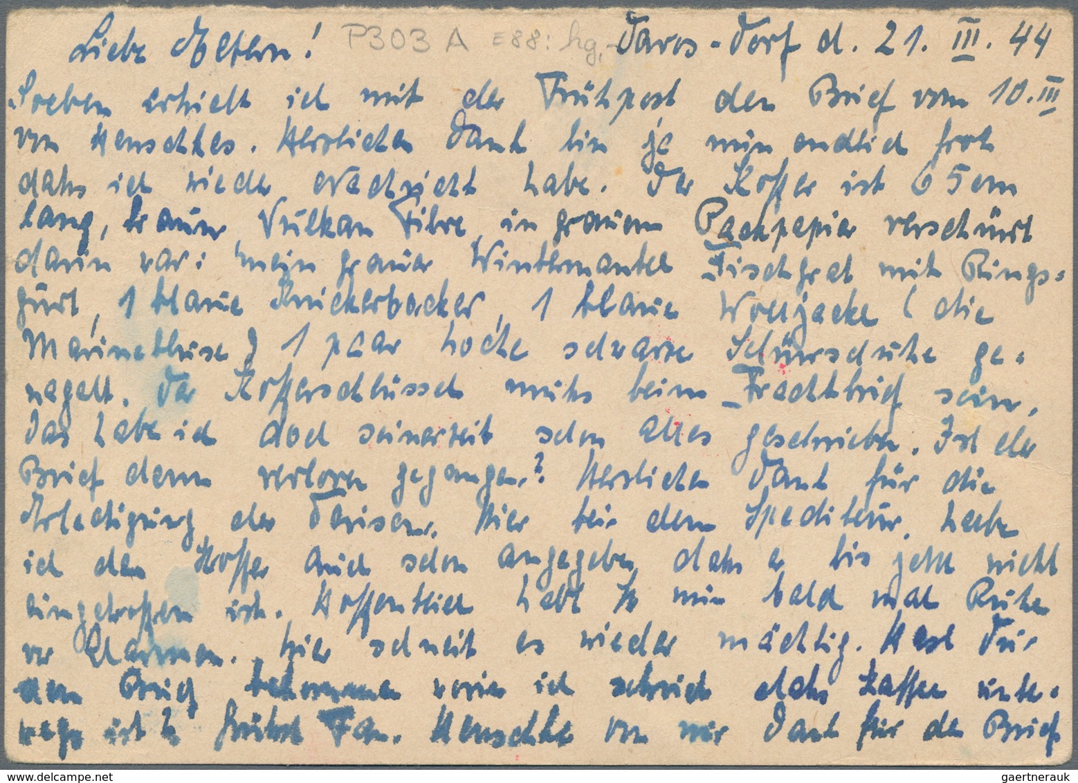 Deutsches Reich - Ganzsachen: 1944, Gebrauchter Antwortteil Einer Ganzsachenpostkarte Mit Bezahlter - Sonstige & Ohne Zuordnung