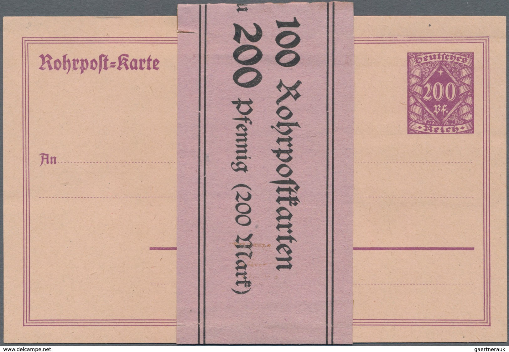 Deutsches Reich - Ganzsachen: 1921/1923. Rohrpost-GA 200 Pf Mit Banderole Für 100 RP-Karten Zu 200 P - Sonstige & Ohne Zuordnung