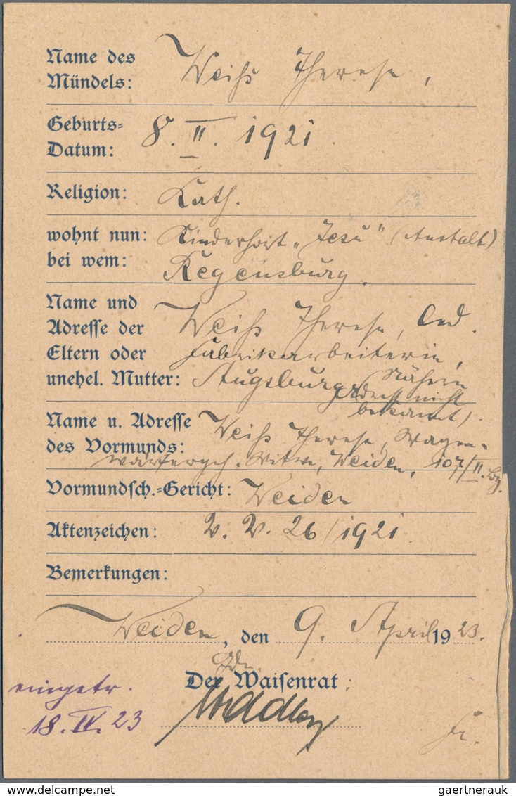 Deutsches Reich - Ganzsachen: 1923. Dienst-Postkarte 75 Pf Neben 75 Pf Blau Ziffer "Gemeindewaisenra - Other & Unclassified