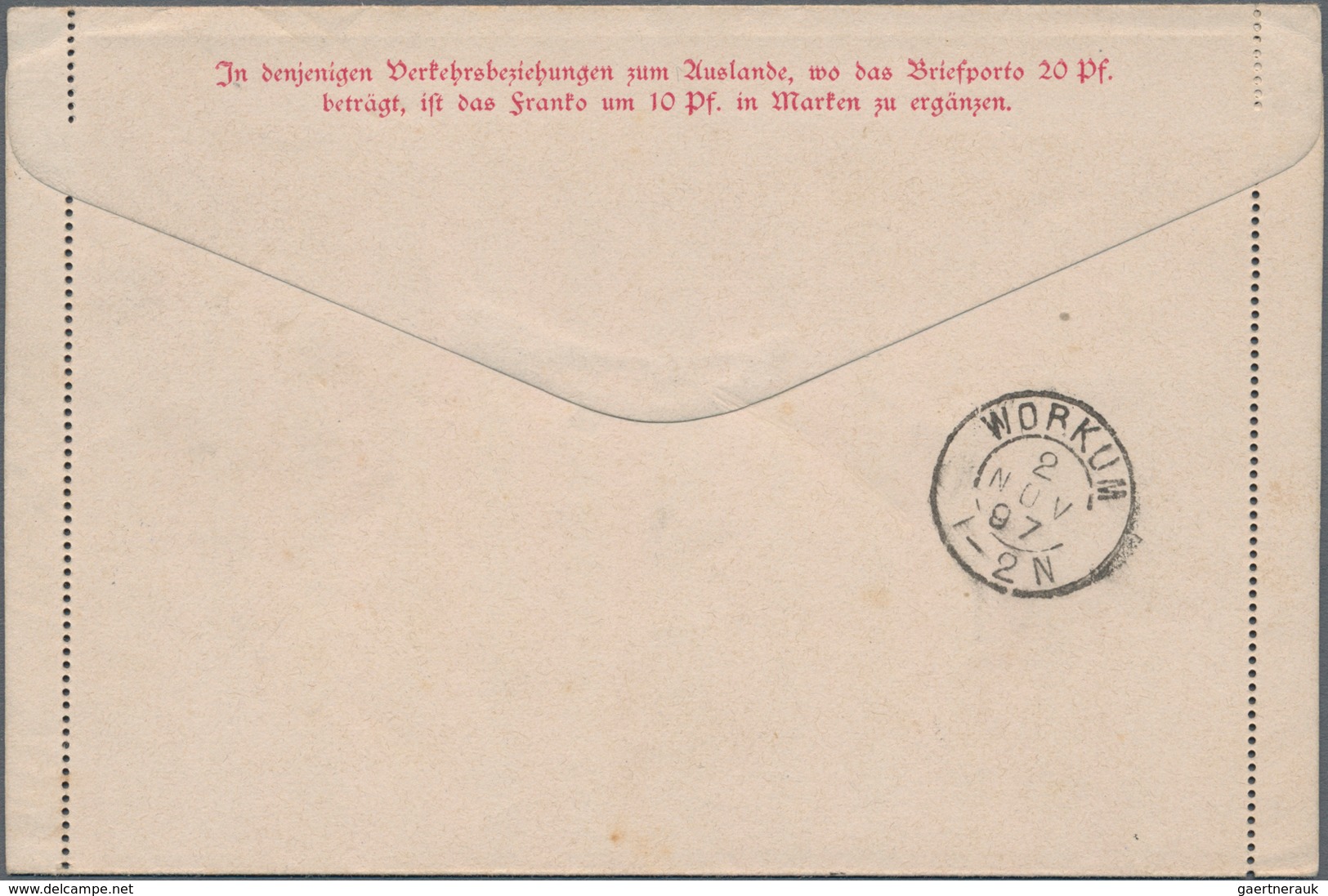 Deutsches Reich - Ganzsachen: 1897, "10 Pfg. Krone/Adler", Kartenbrief Mit Amtlicher Zusatzfrankatur - Sonstige & Ohne Zuordnung