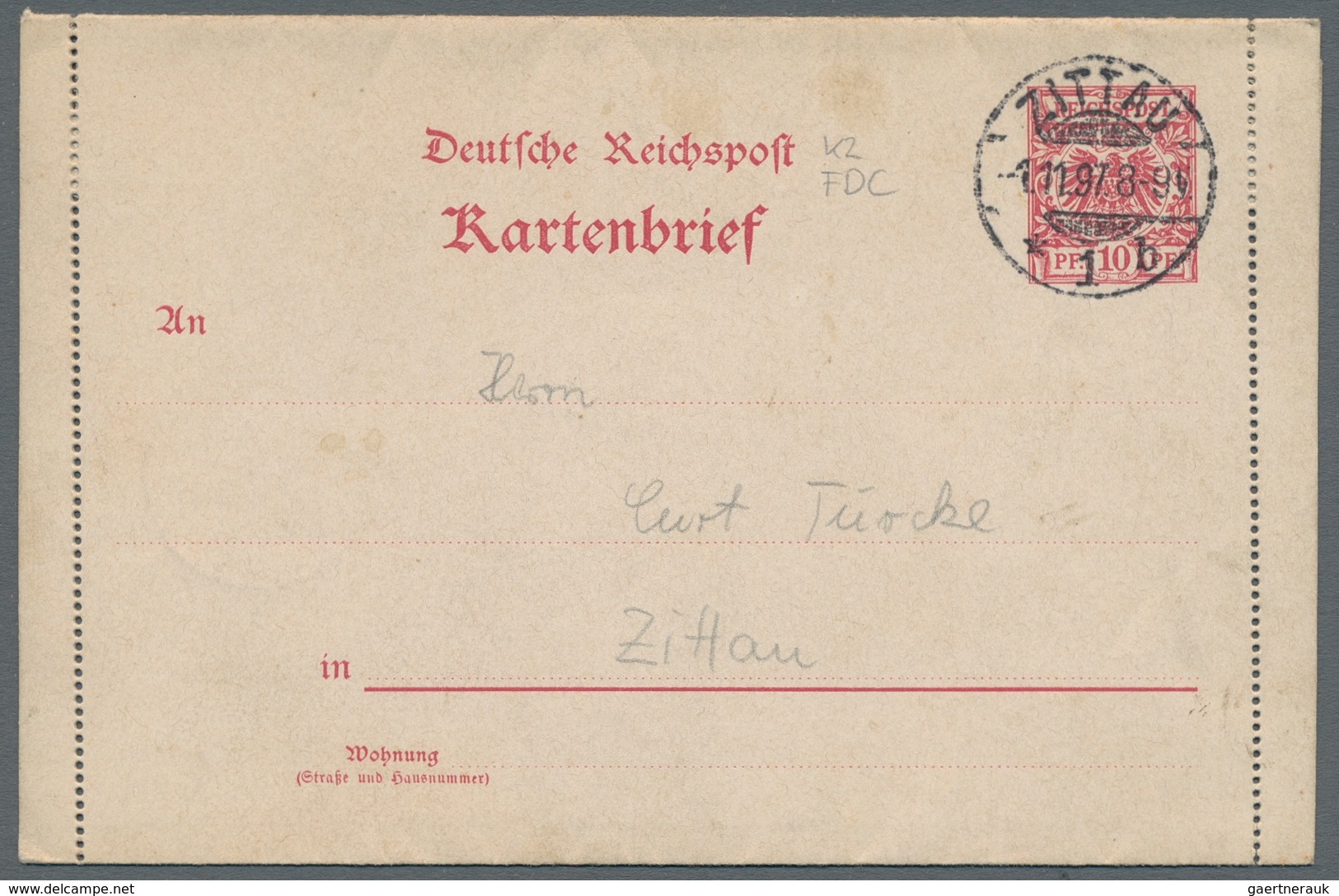 Deutsches Reich - Ganzsachen: 1897, "10 Pfg. Krone/Adler", Sechs Mit Ersttagsstempel 1. 11. 97 Entwe - Other & Unclassified