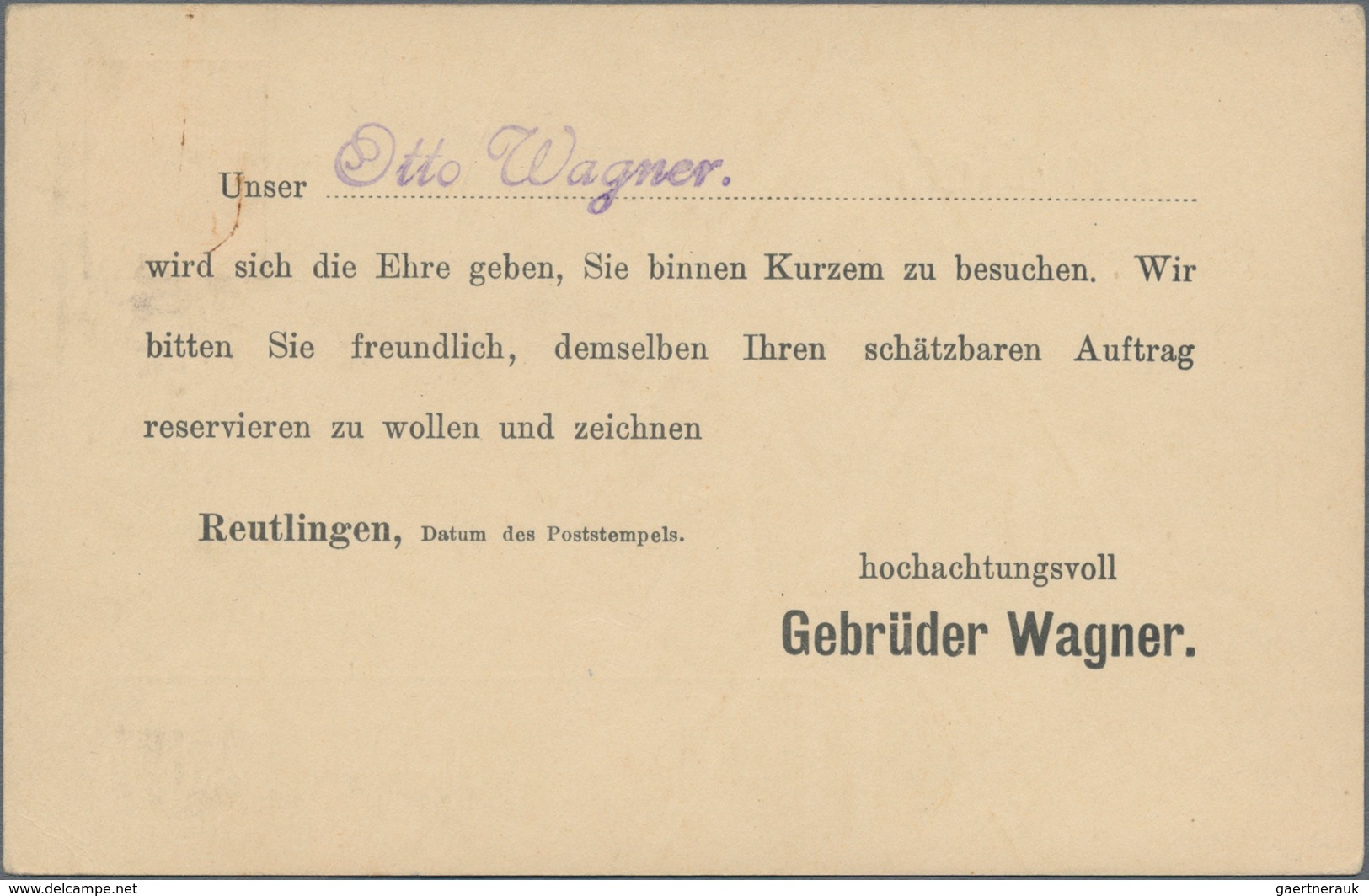 Deutsches Reich - Ganzsachen: 1909, Ungebrauchte Ganzsachenkarte Mit Privatem Zudruck Von Reutlingen - Other & Unclassified