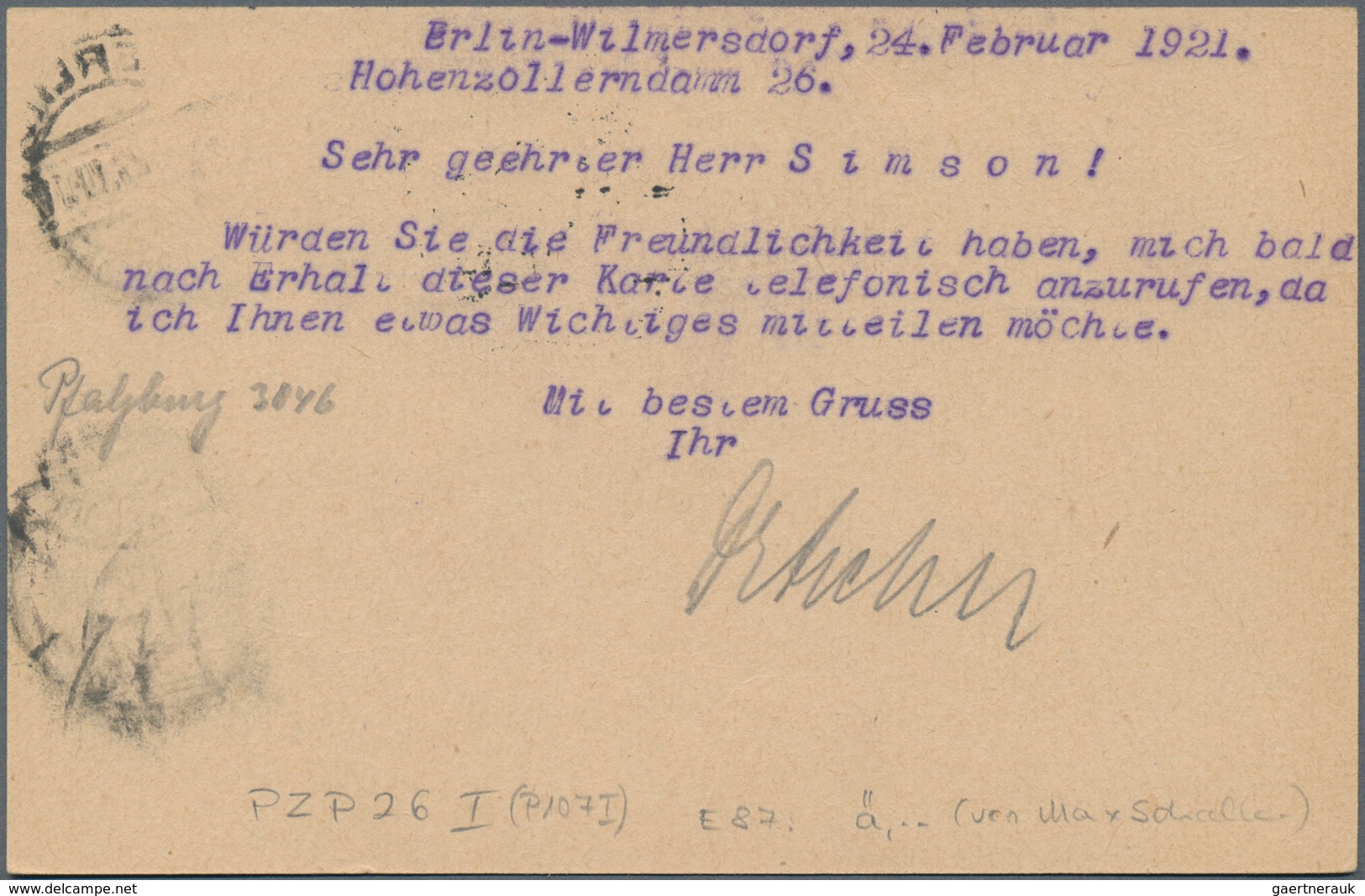 Deutsches Reich - Ganzsachen: 1918/21, Zwei Bedarfs- Und Portogerecht Gebrauchte Amtliche Ganzsachen - Sonstige & Ohne Zuordnung