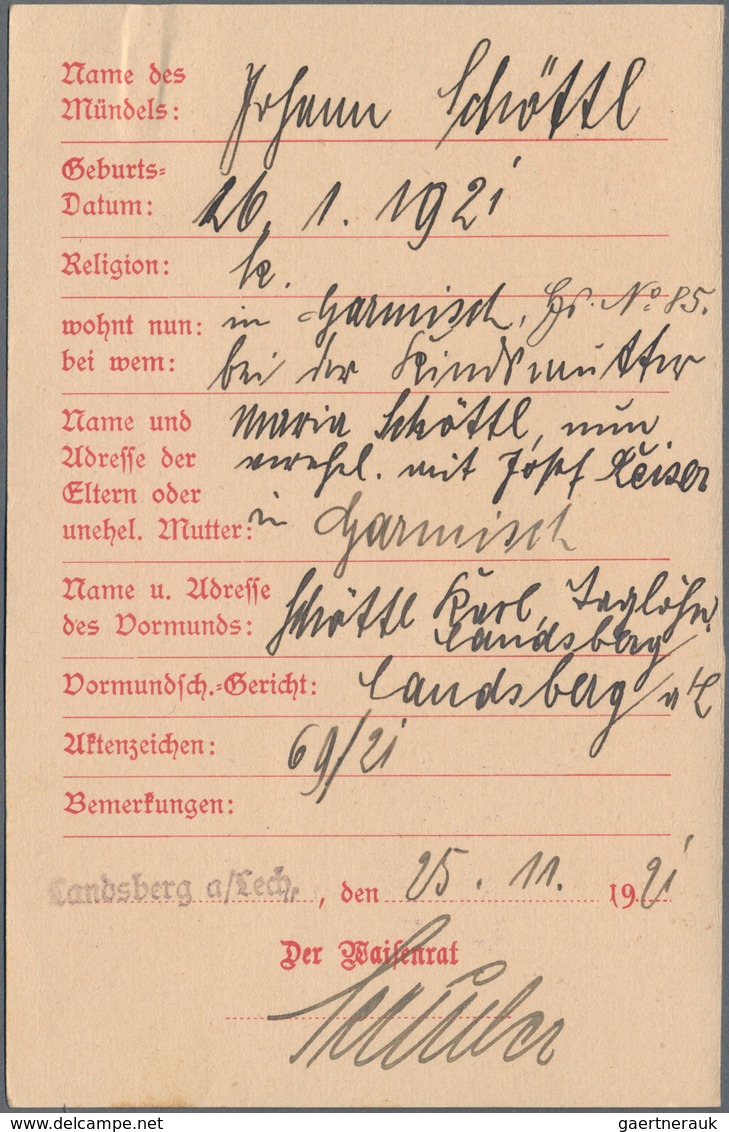 Deutsches Reich - Ganzsachen: 1921. Dienst-Postkarte 15 Pf Bayern (Deutsches Reich) "Gemeindeaisenra - Other & Unclassified