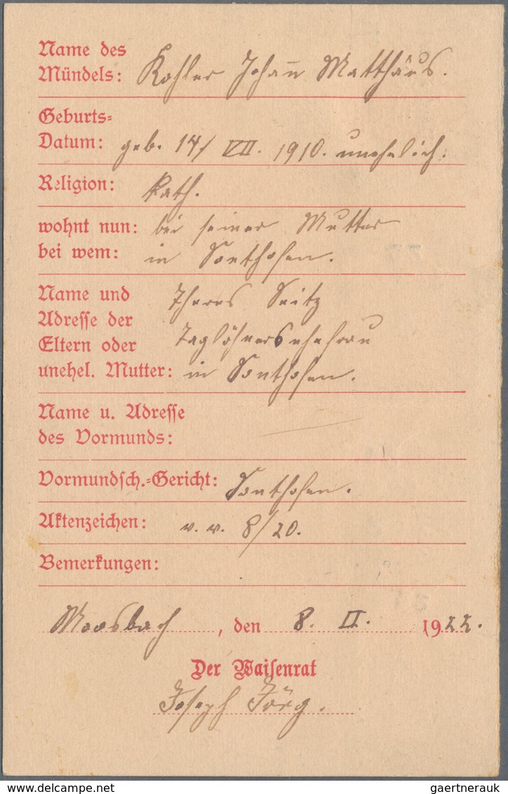 Deutsches Reich - Ganzsachen: 1922. Dienst-Postkarte 15 Pf Bayern (Deutsches Reich) "Gemeindeaisenra - Other & Unclassified