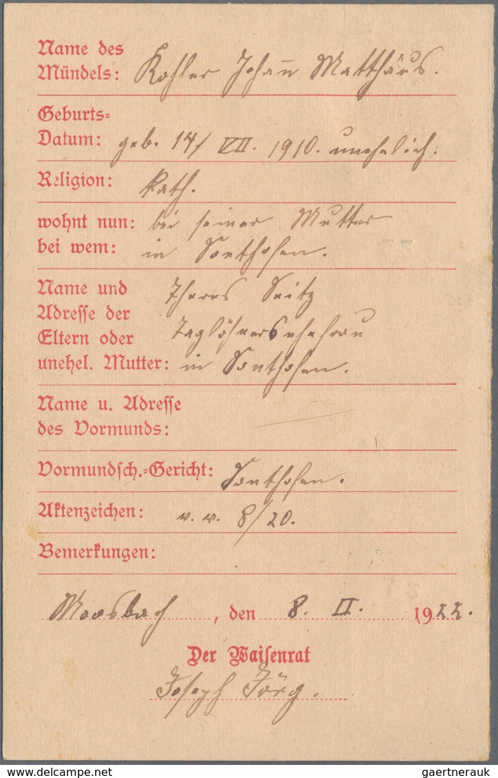 Deutsches Reich - Ganzsachen: 1922. Dienst-Postkarte 15 Pf Bayern (Deutsches Reich) "Gemeindeaisenra - Andere & Zonder Classificatie