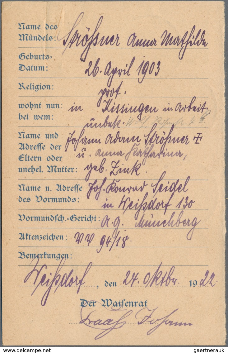 Deutsches Reich - Ganzsachen: 1922. Dienst-Postkarte 75 Pf Neben 75 Pf Blau Ziffer "Gemeindewaisenra - Andere & Zonder Classificatie