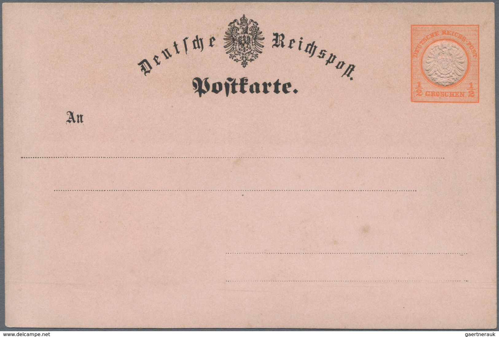 Deutsches Reich - Privatganzsachen: 1873, Ungebrauchte Private Ganzsachenpostkarte Wst. ½Groschen Br - Andere & Zonder Classificatie