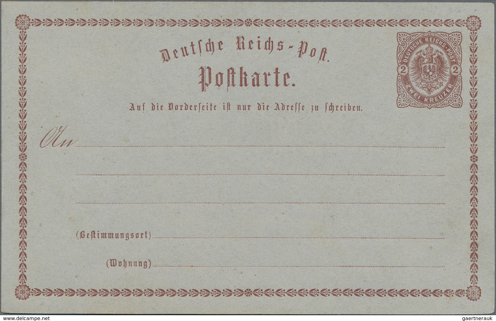 Deutsches Reich - Privatganzsachen: 1873, Ungebrauchte Private Ganzsachenpostkarte Wst. ½ Groschen B - Other & Unclassified