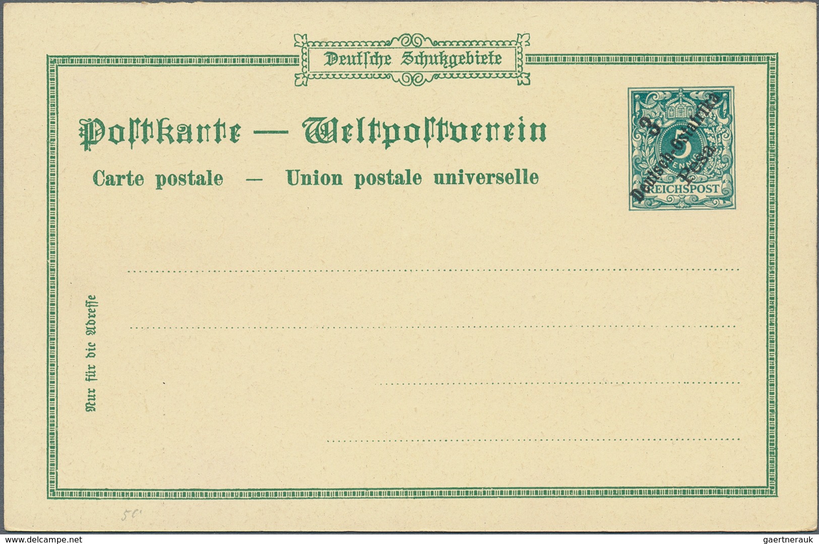 Deutsches Reich - Privatganzsachen: 1900(ca.), Deutsch-Ostafrika. Set von 4 Privat-Postkarten 3 Pesa