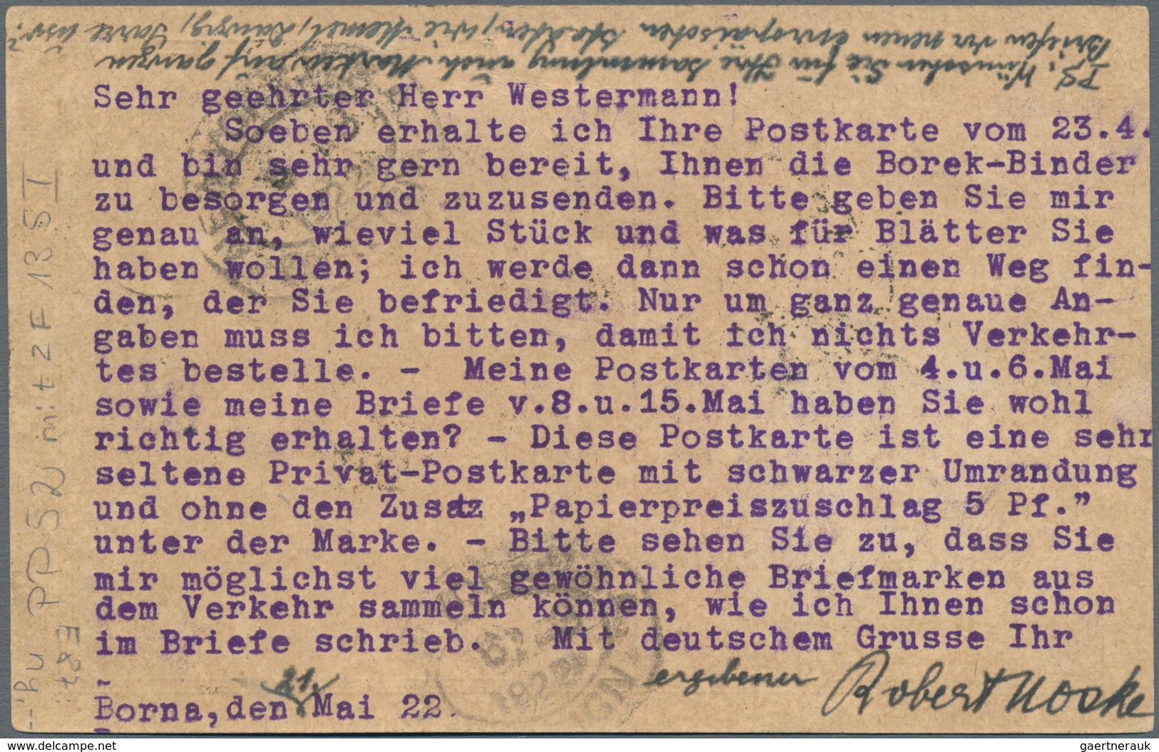 Deutsches Reich - Privatganzsachen: 1922, Bedarfs- Und Portogerecht Gebrauchte Private Ganzsachenpos - Sonstige & Ohne Zuordnung