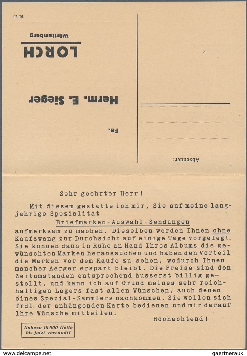 Deutsches Reich - Privatganzsachen: 1925 (ca). Doppelkarte 3+0 Pf Reichsadler "Hermann E. Sieger - Ü - Other & Unclassified