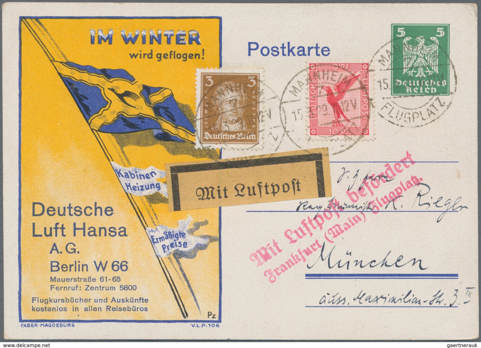 Deutsches Reich - Privatganzsachen: 1929, Bedarfs- Und Portogerecht Gebrauchte Private Ganzsachenpos - Andere & Zonder Classificatie