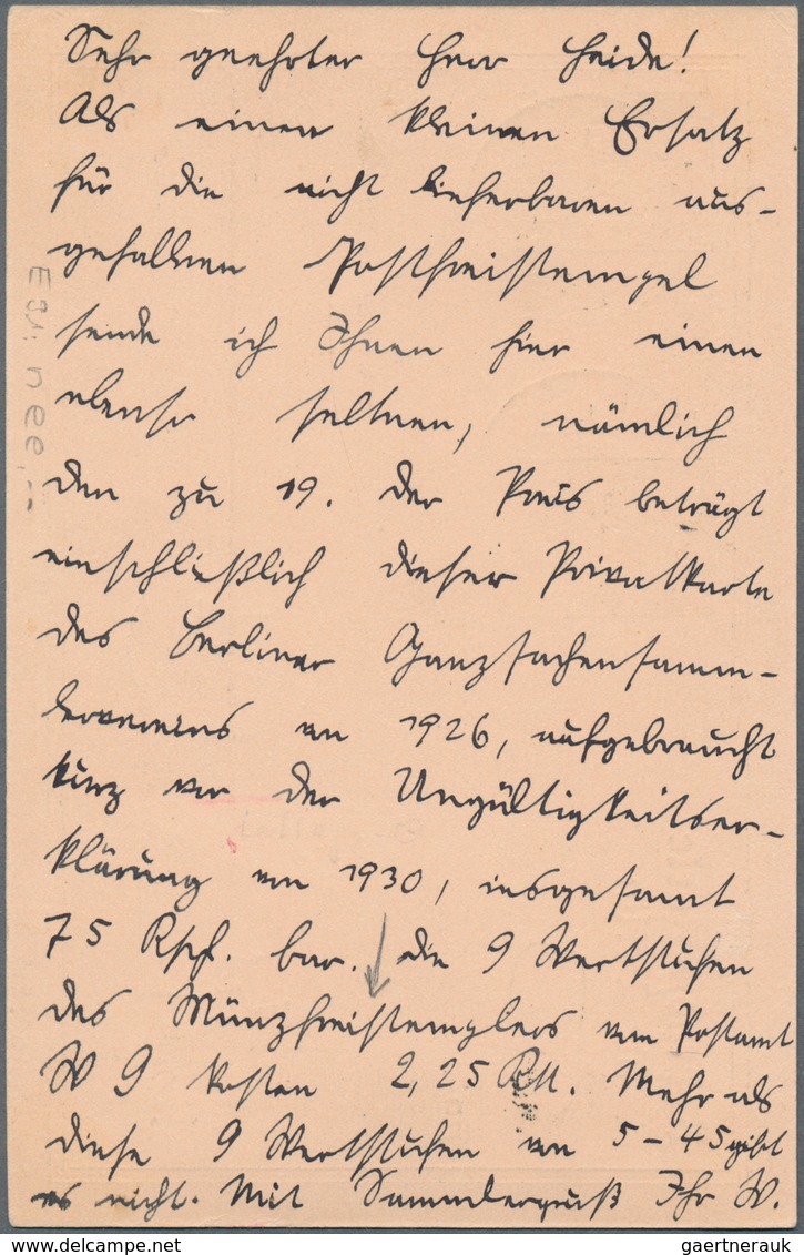 Deutsches Reich - Privatganzsachen: 1930, Gebrauchte Private Ganzsachenrohrpostkarte, Wst. Stilisier - Sonstige & Ohne Zuordnung