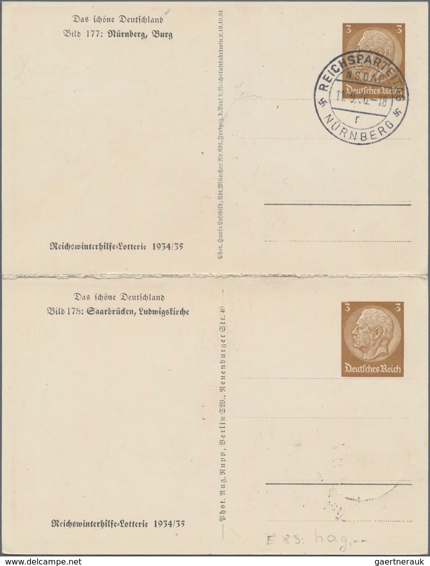 Deutsches Reich - Privatganzsachen: 1934, Blankogestempelte Doppelkarte 3+3 Pf Hindenburg "Das Schön - Other & Unclassified