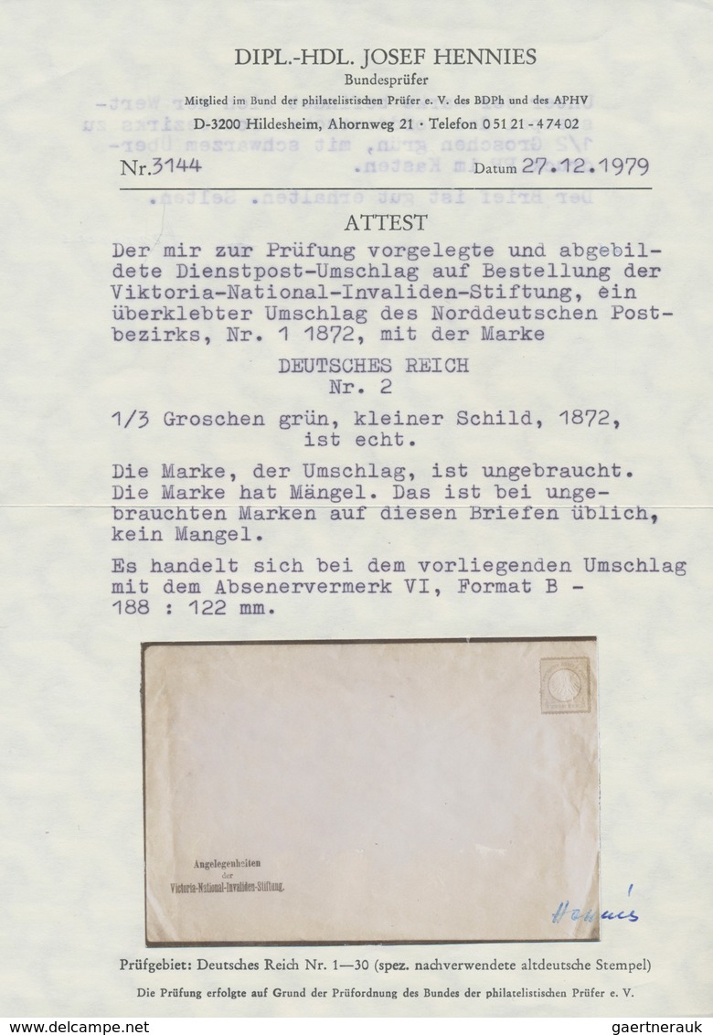 Deutsches Reich - Privatganzsachen: 1872. NDP-Umschlag Mit 1/3 Gr Grün Adler Kleiner Brustschild übe - Sonstige & Ohne Zuordnung