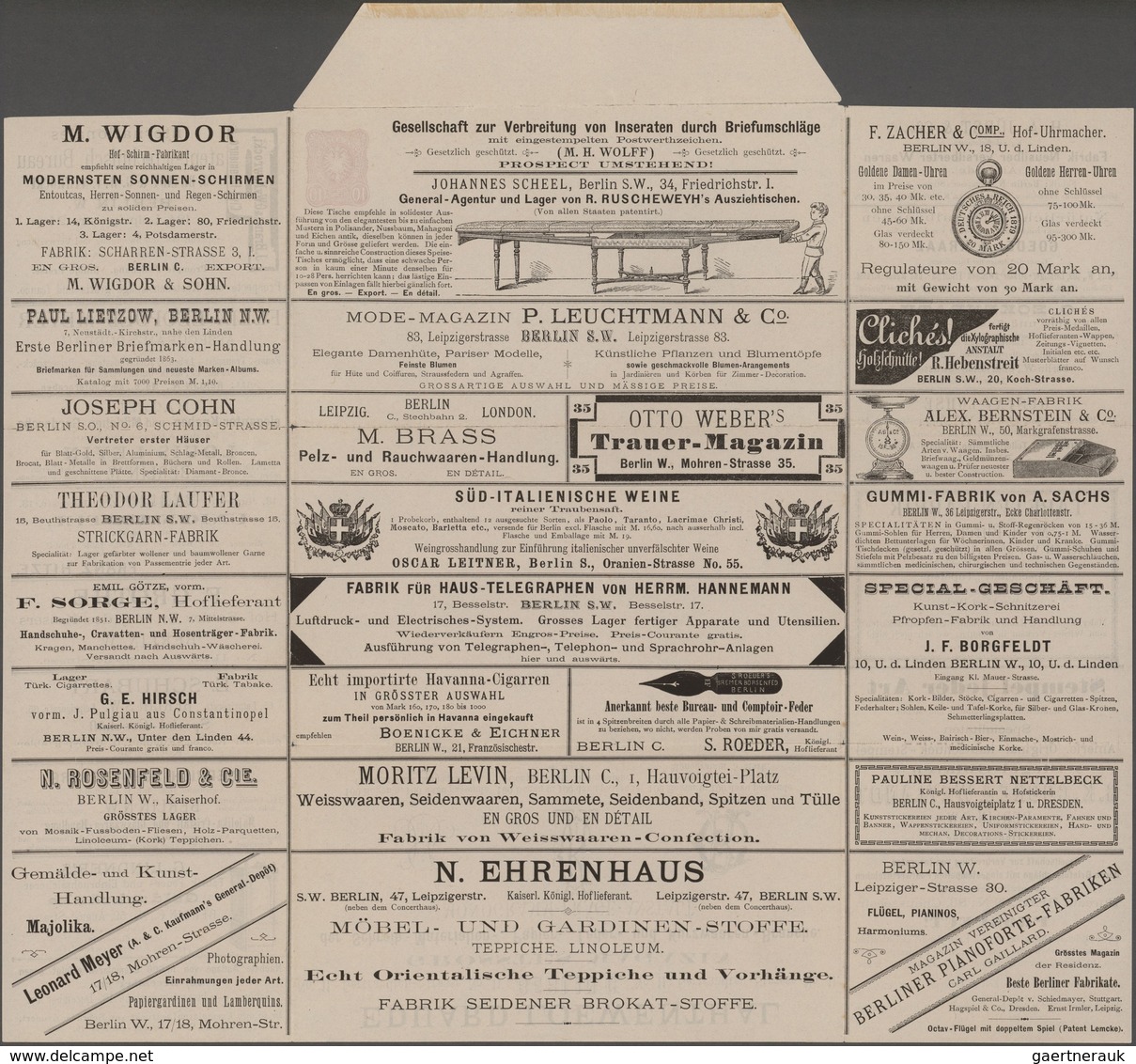 Deutsches Reich - Privatganzsachen: 1880 (ca.), Privat-Anzeigen-Faltbrief 'Reichsadler 10 Pfennig' R - Other & Unclassified