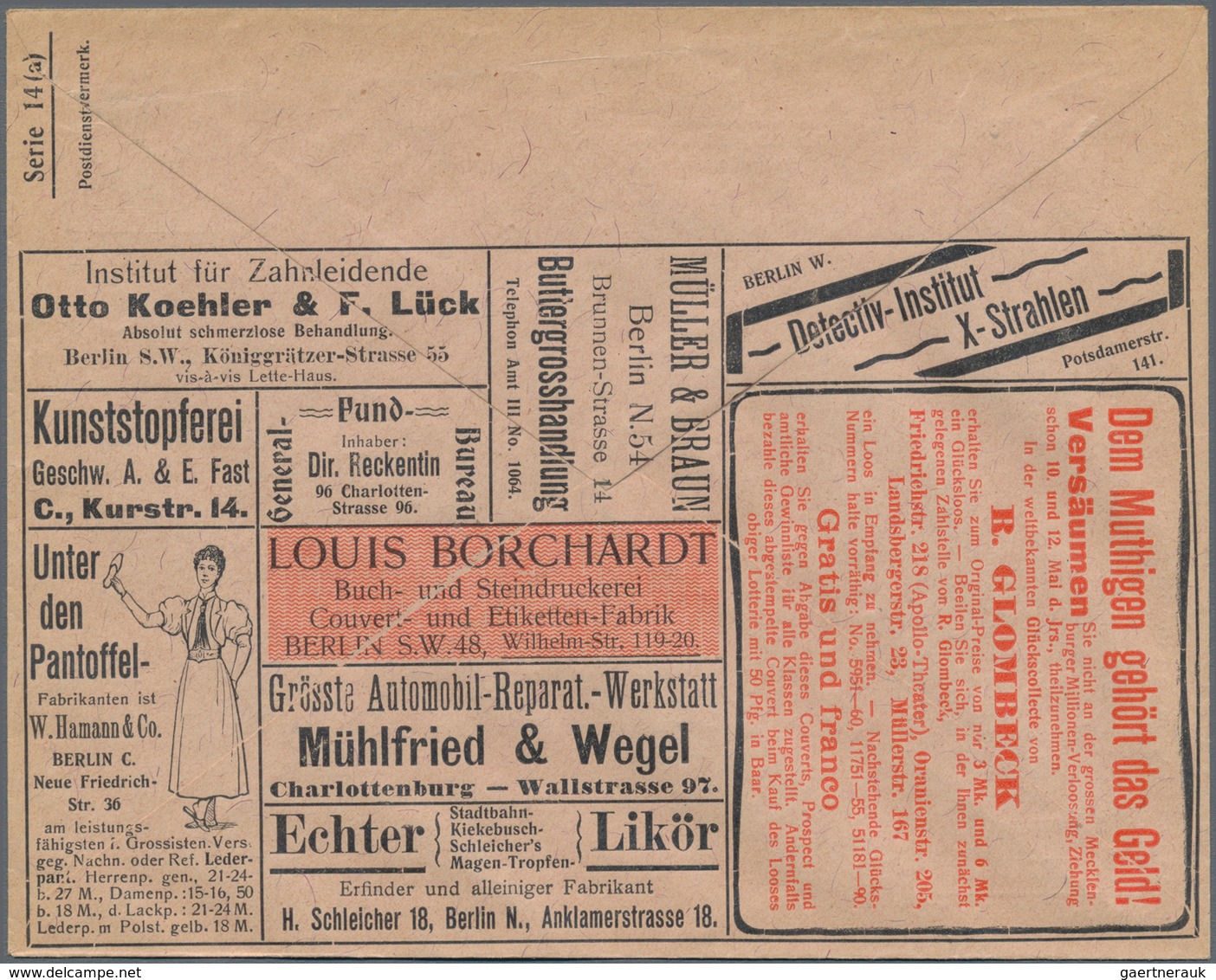 Deutsches Reich - Privatganzsachen: 1902. Privat-Anzeigen-Umschlag 5 Pf Germania Rosa (braunfaserig) - Sonstige & Ohne Zuordnung