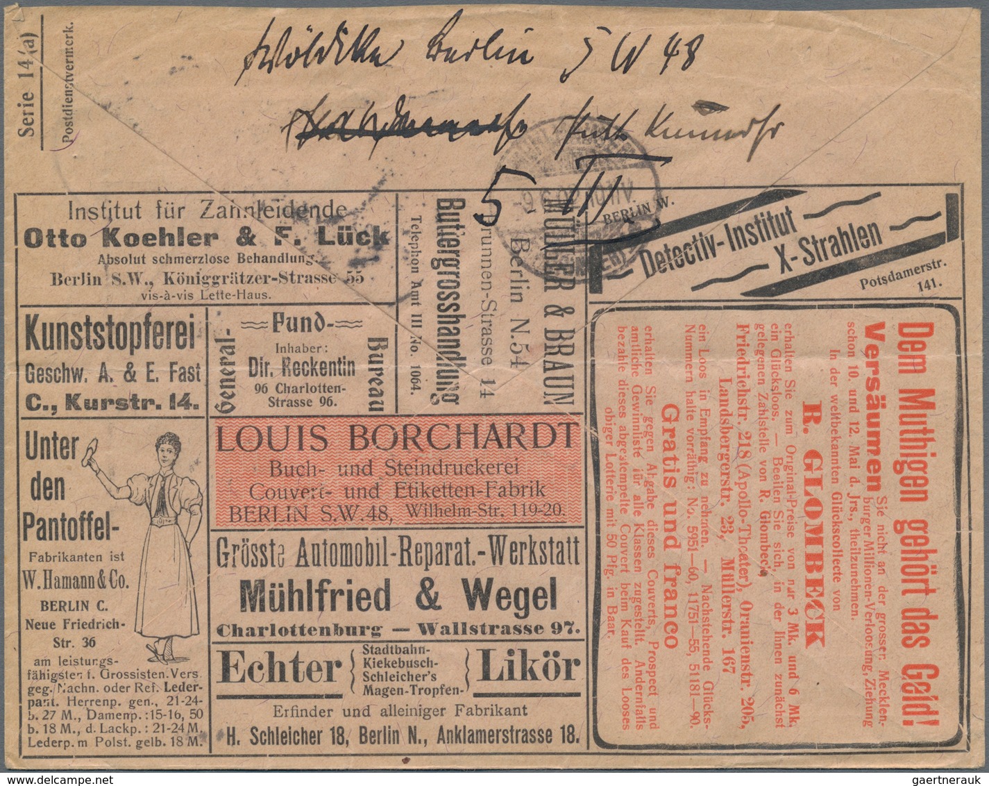 Deutsches Reich - Privatganzsachen: 1902. Privat-Anzeigen-Umschlag 5 Pf Germania Rosa (braunfaserig) - Sonstige & Ohne Zuordnung