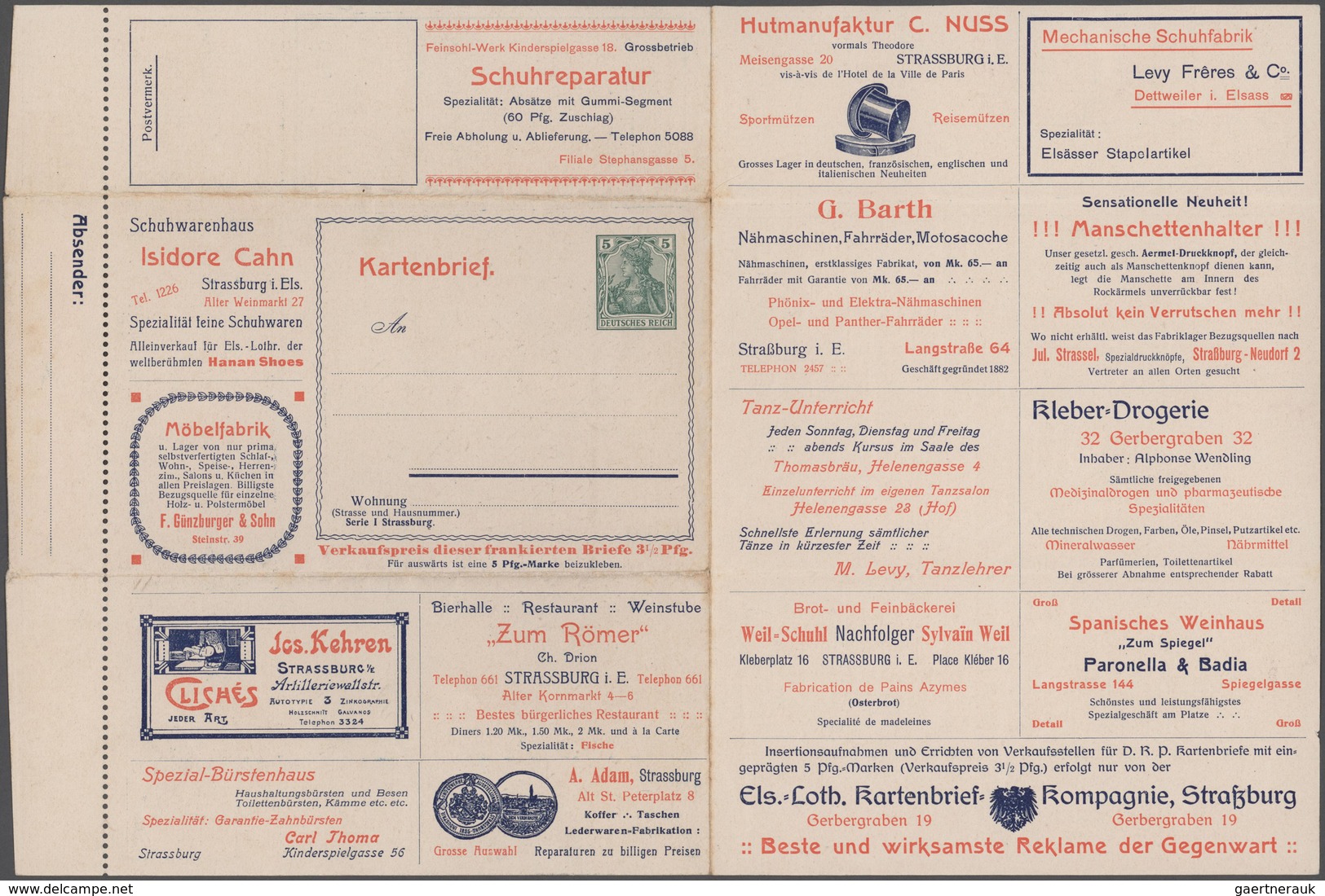 Deutsches Reich - Privatganzsachen: 1905, Werbeanzeigen-Kartenbrief 5 Pf. Germania Mit Innen HAN "D. - Sonstige & Ohne Zuordnung