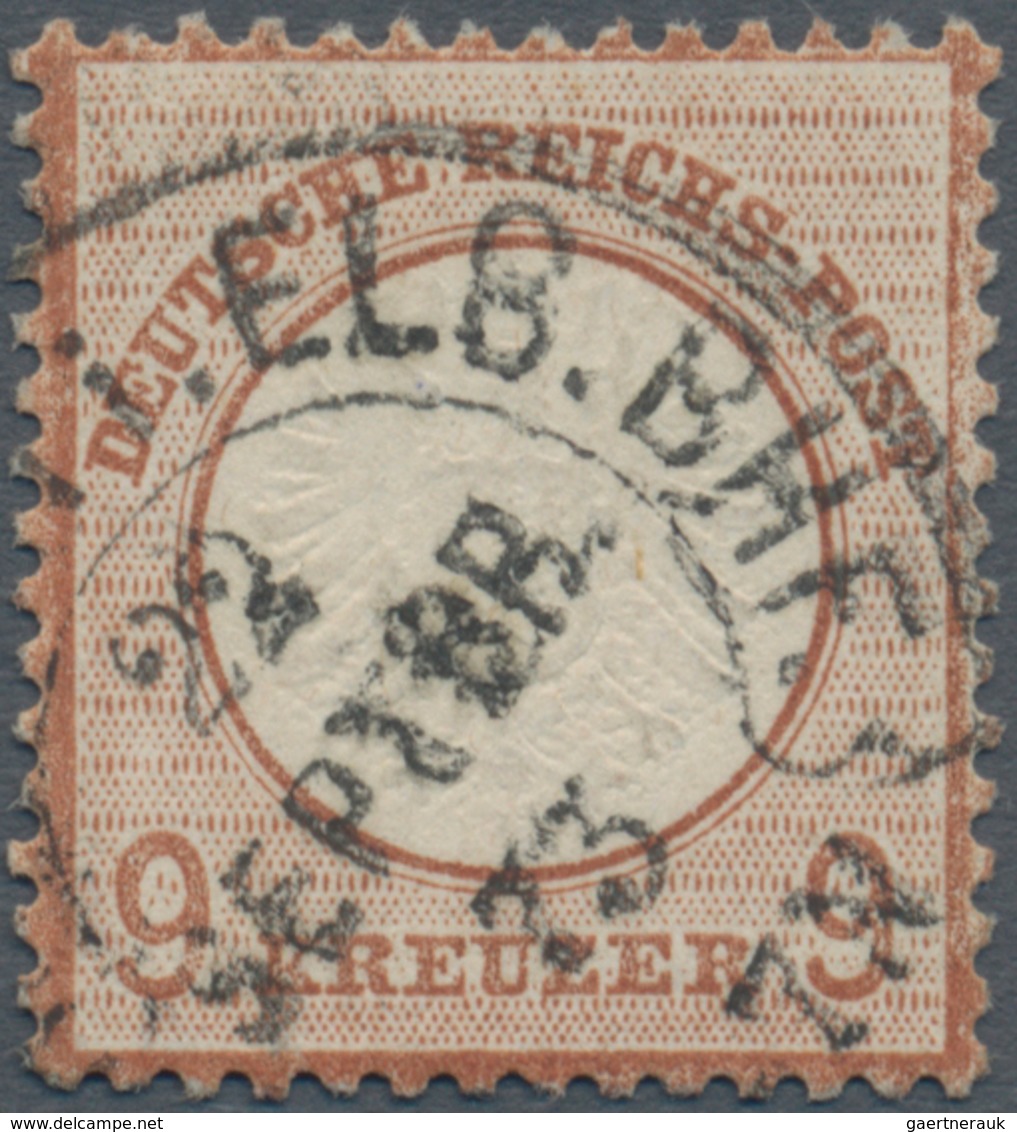 Deutsches Reich - Hufeisenstempel: 1872, Großer Schild 9 Kr. Orangebraun UNIKAT Mit Groschengebiet-H - Frankeermachines (EMA)