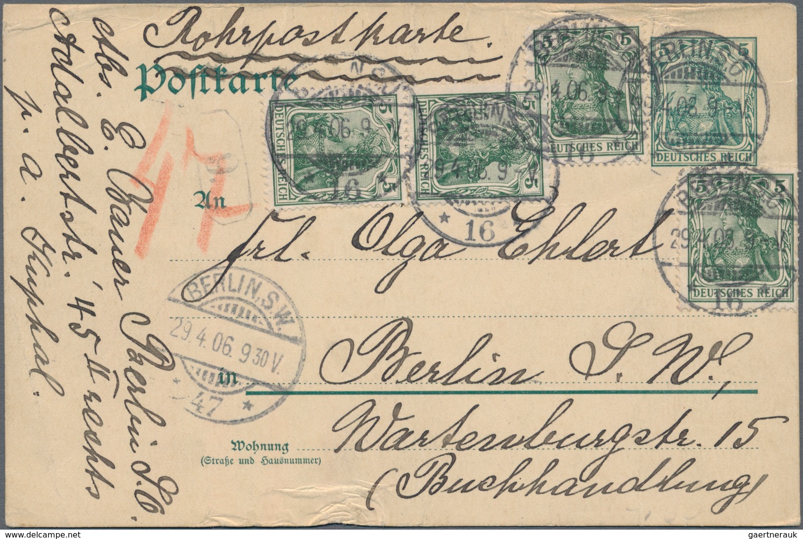 Deutsches Reich - Besonderheiten: 1900 - 1906, 3 Rohrpostbelege Der Berliner Rohrpost, Dabei Ein Tel - Other & Unclassified