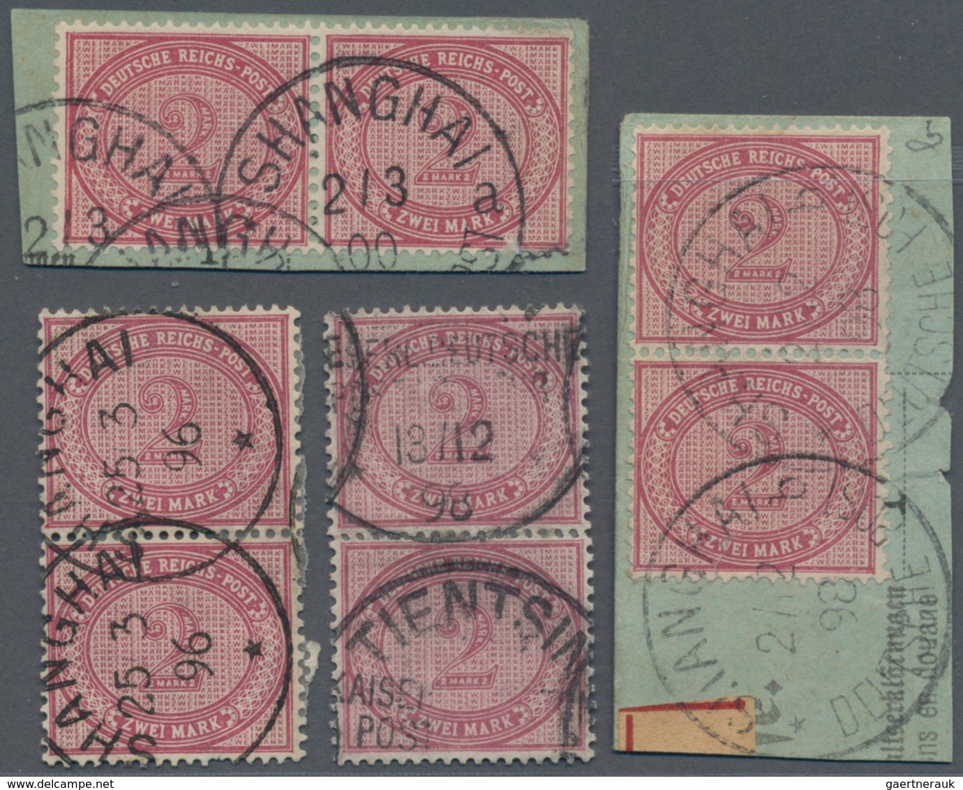 Deutsche Post In China - Vorläufer: 1890/1901, 2 Mark Dunkelrotkarmin Im Waager. (Bfst.) Und 3x Senk - China (offices)