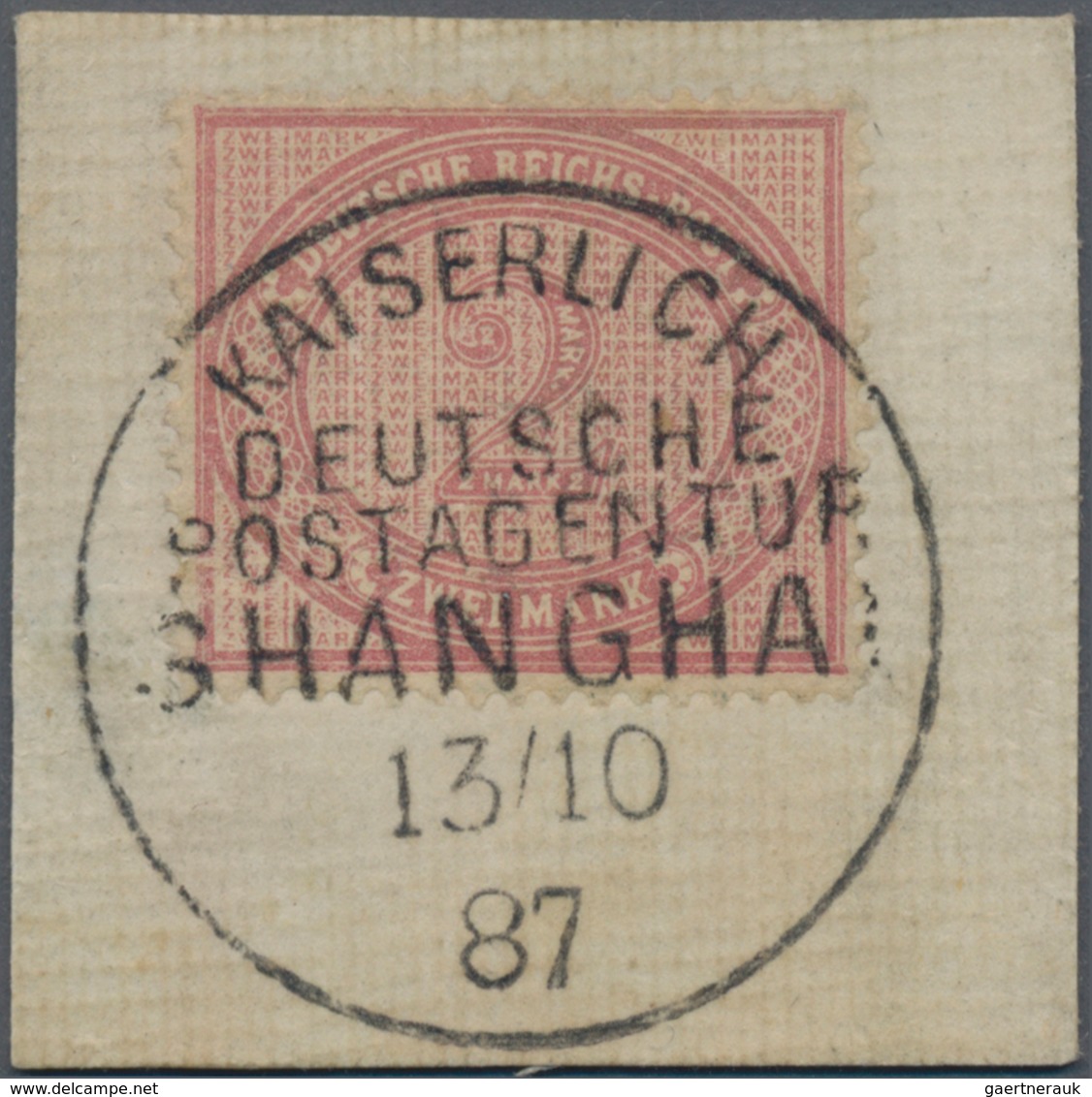 Deutsche Post In China - Vorläufer: 1887, 2 M. Mittelrosalila Auf Traumhaft Schönem Briefstück Mit G - China (offices)