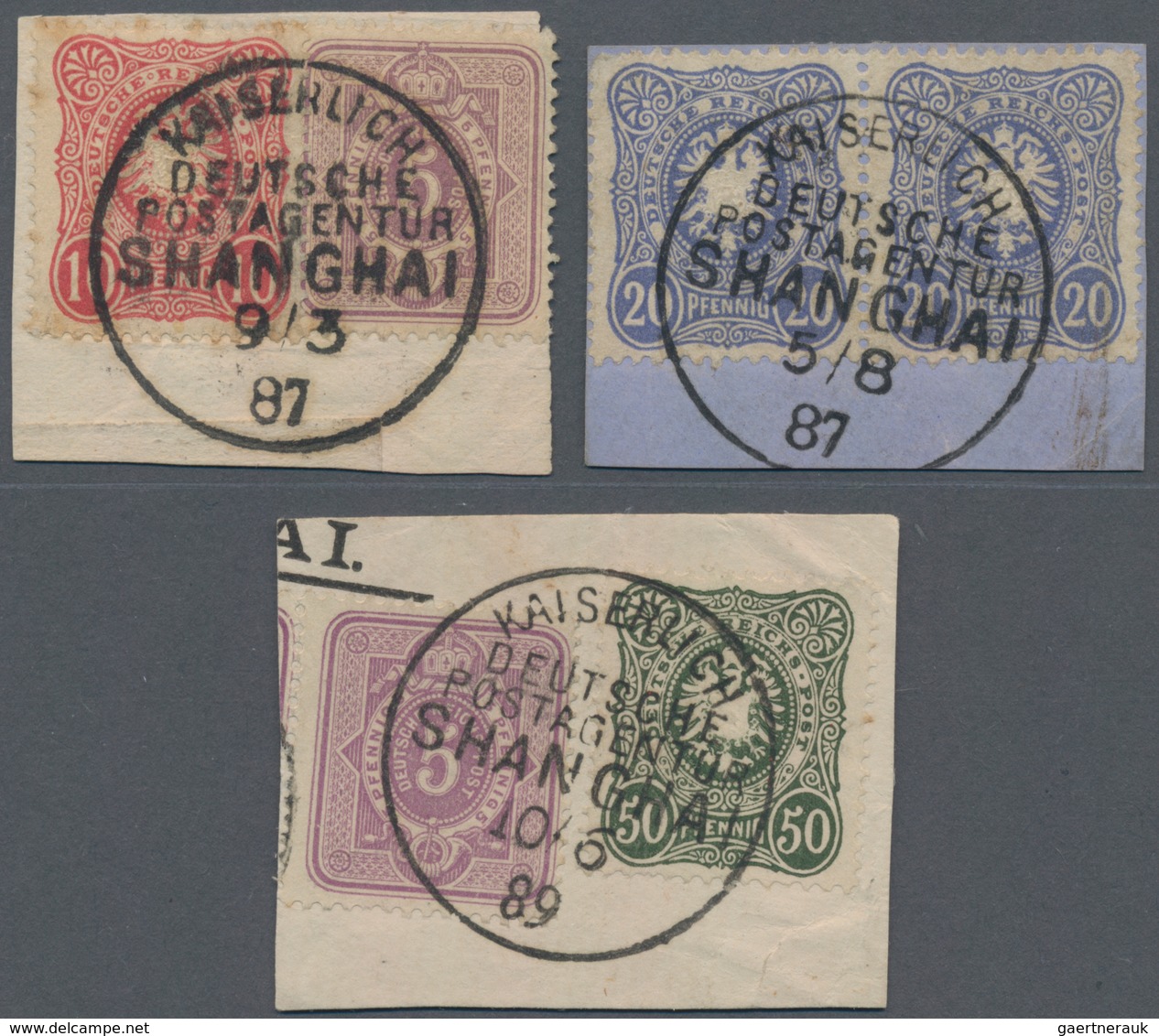 Deutsche Post In China - Vorläufer: 1886/1889, 2x 5 Pf, 10 Pf, 2x 20 Pf Und 50 Pf Klar Und Zentrisch - China (kantoren)