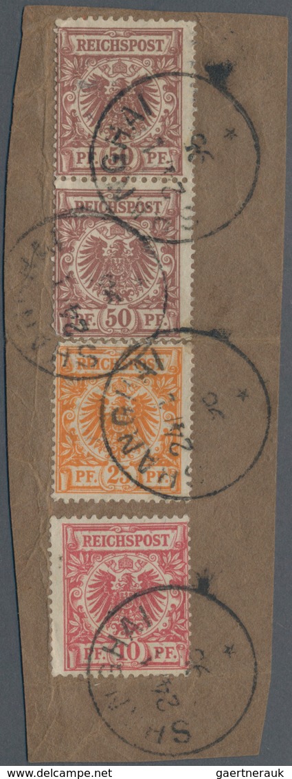 Deutsche Post In China - Vorläufer: 1890/1901, 10 Pf Lebhaftrosarot, 25 Pf Gelblichorange Und 50 Pf - Deutsche Post In China