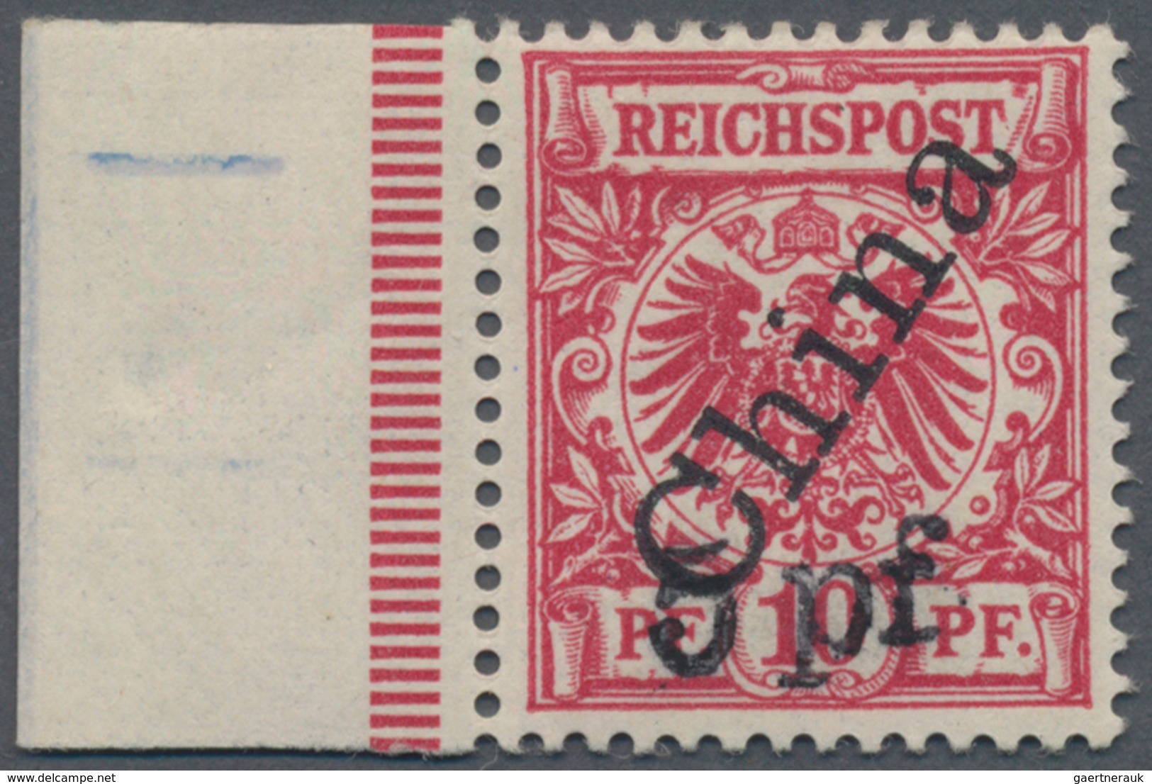 Deutsche Post In China: 1900, 5 Pf Auf 10 Pfg. Lebhaftlilarot Mit Steilem Aufdruck, Farbfrisches Sei - China (offices)