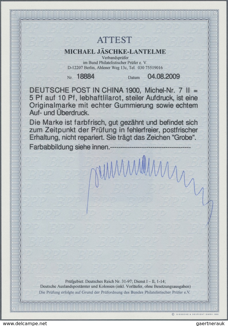 Deutsche Post In China: 1900, "5 Pf" Auf 10 Pf Lebhaftlilarot, Steiler Aufdruck, Postfrisch. Lt. Att - China (offices)