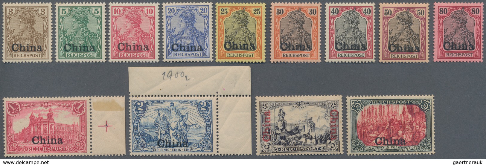 Deutsche Post In China: 1901, Germania Reichspost, 3 Pfg. Bis 5 Mark, Komplette Serie Von 13 Werten, - China (offices)