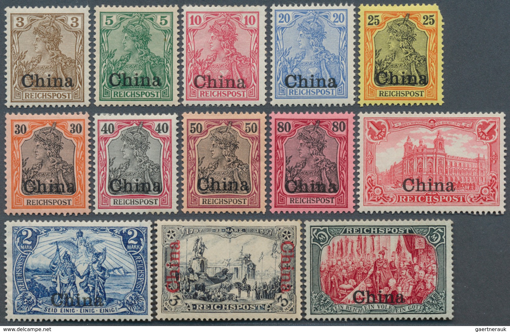 Deutsche Post In China: 1901, Reichspost, Kpl. Satz, 25 Pf Wert Eckfehler, Ungebraucht - China (offices)
