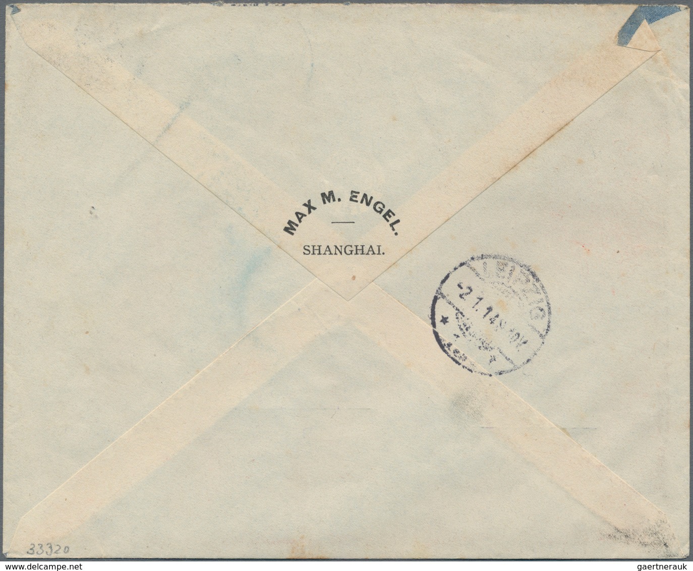 Deutsche Post In China: 1914 Einschreibebrief Von Shanghai An Die Elektrizitäts- Gesellschaft Sirius - Deutsche Post In China