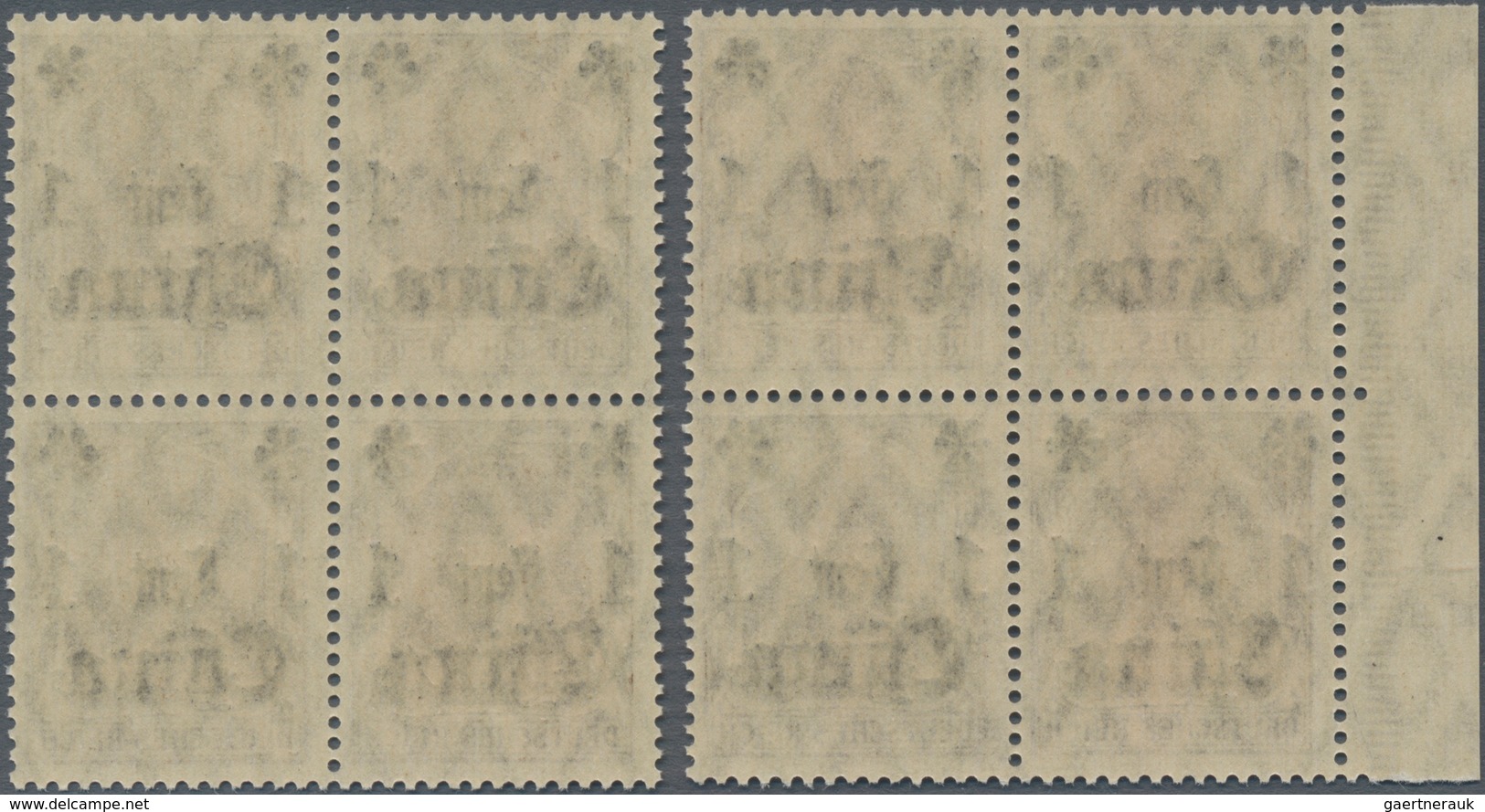 Deutsche Post In China: 1919, 1 Cent Auf 3 Pf., Stumpfer (rußiger) Aufdruck, 2 X Im Viererblock. Mic - China (offices)