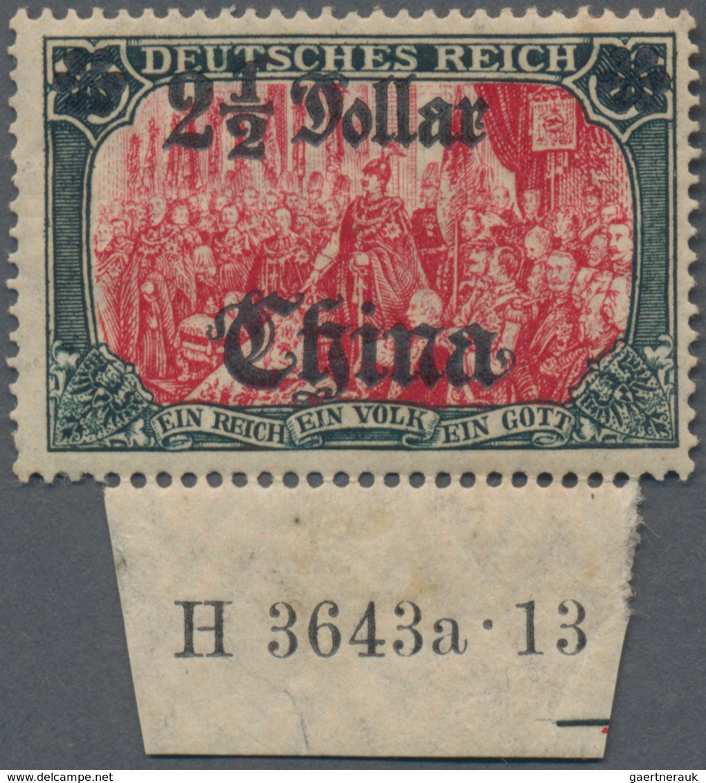 Deutsche Post In China: 1913, 2½ $ Auf 5 Mark Grünschwarz/dunkelkarmin, Friedensdruck, Ungebrauchtes - Deutsche Post In China