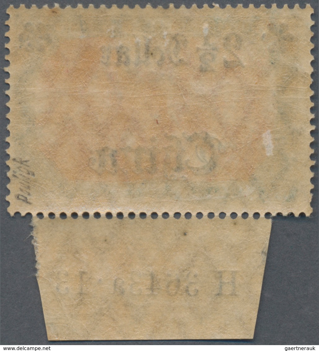 Deutsche Post In China: 1913, 2½ $ Auf 5 Mark Grünschwarz/dunkelkarmin, Friedensdruck, Ungebrauchtes - China (kantoren)
